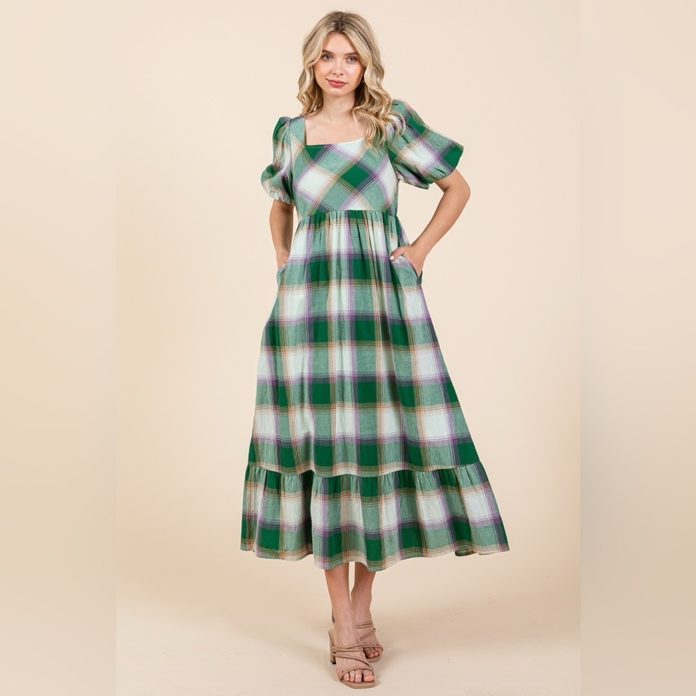 Roolee Multicolor Plaid Midi Dress